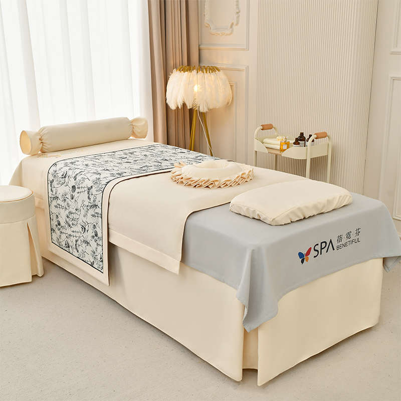 简约棉麻床四按摩通用美容院耳床罩套采四季批发新款美容洗头件套