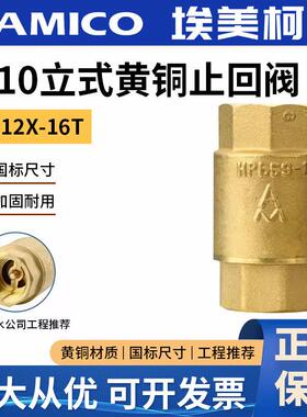 埃美柯410立式止回阀黄铜水表止逆阀4分家用防反水螺纹水边止逆阀