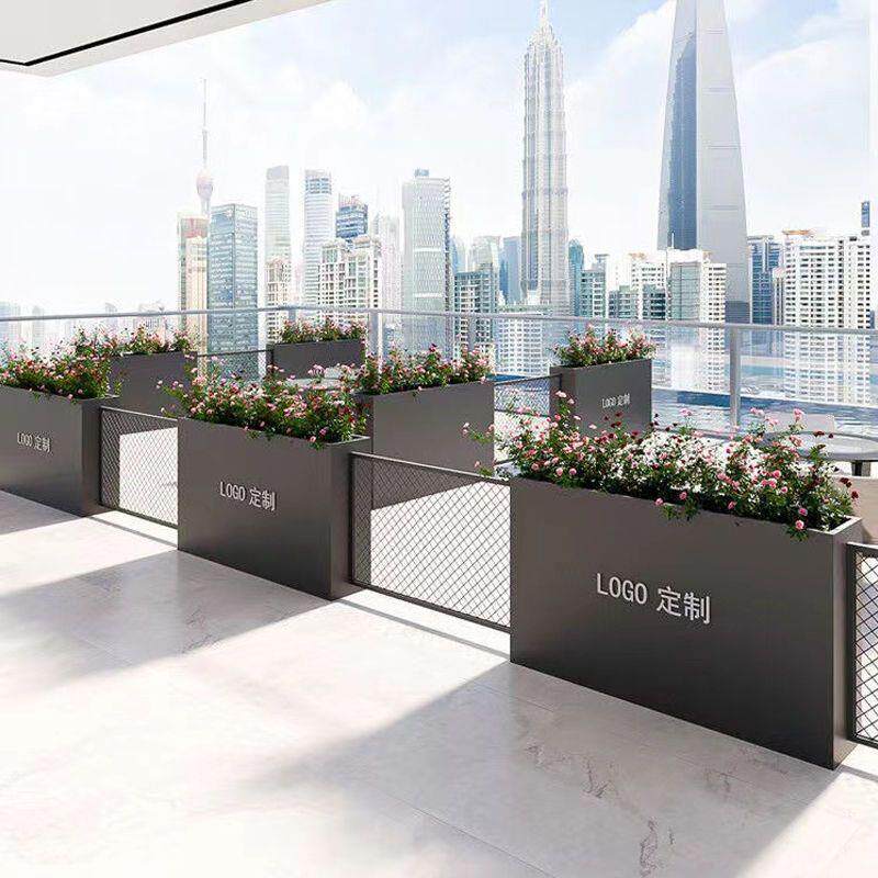 户外铁艺花箱网格组合围栏商业街花槽金属种植花盆不锈钢花坛