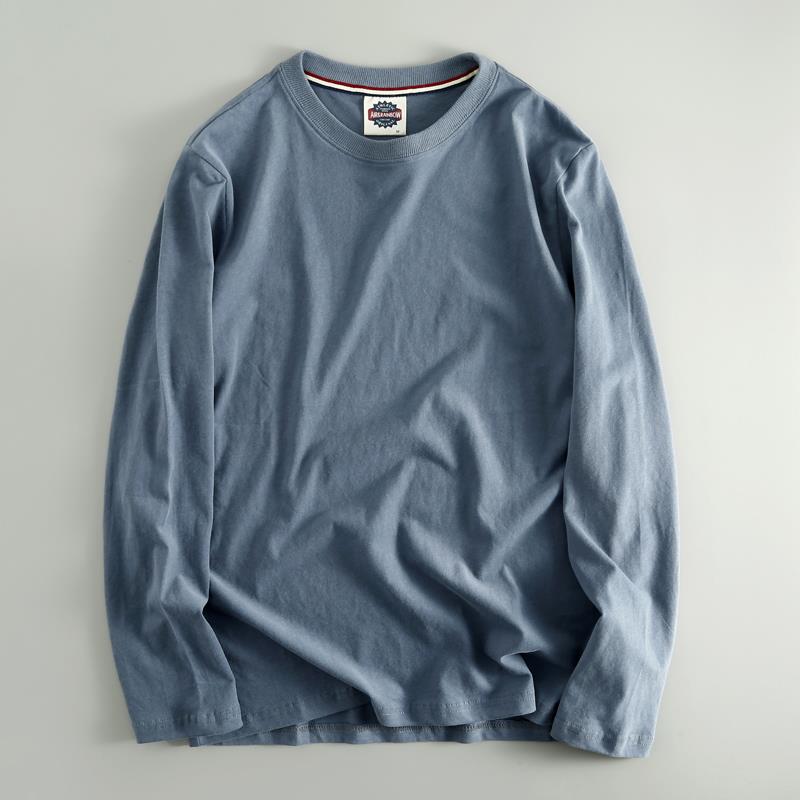 MAROLIO~出口日本！男士纯棉长袖T恤休闲圆领简约美式男装体恤衫