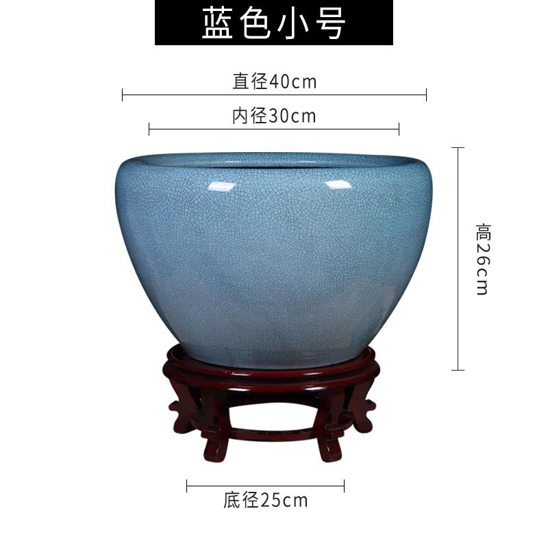 高档景德缸镇陶瓷器纯色开片冰裂纹鱼养鱼盆睡缸莲盆荷花客饰厅装