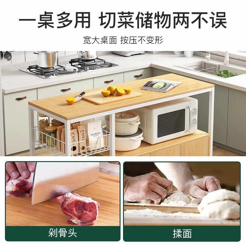 厨房置物架落地多层收纳柜多功能微波炉家用储物柜子带门碗柜宝粒