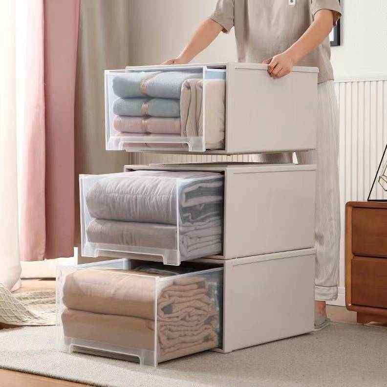 厂家直销收纳盒透明抽屉式衣柜衣服储物整理箱大号防尘塑料收纳箱