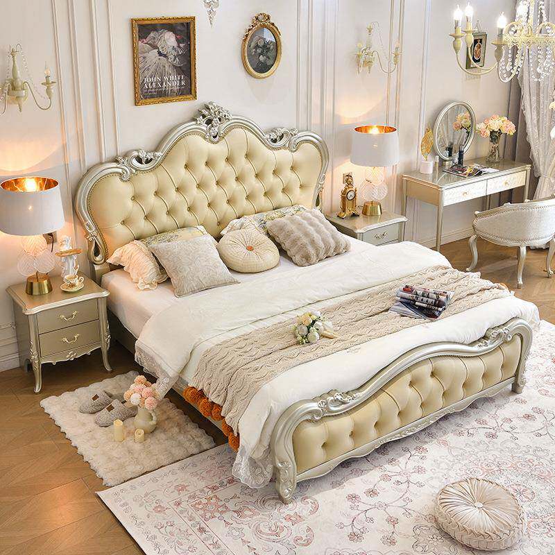美实木轻床321#床+A主卧米双人床大床欧式漫雕花公主床奢卧室床浪