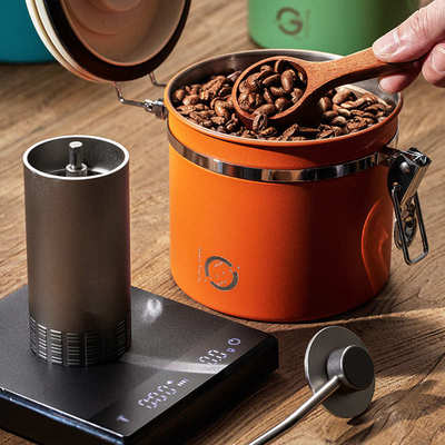 MUVNA慕威纳咖啡豆密封罐咖啡粉保存罐不锈钢储物罐收纳盒储豆罐