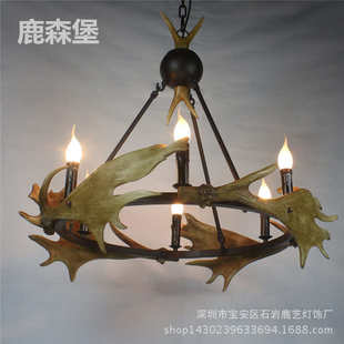 复古工业风鹿角吊灯餐厅客厅酒吧咖啡厅小木屋创意灯具 鹿角灯美式