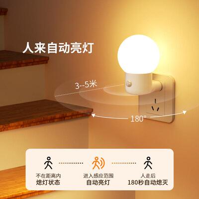光智能人体感应灯家用插电化妆走TW-L46室廊过道楼梯老年人控起夜