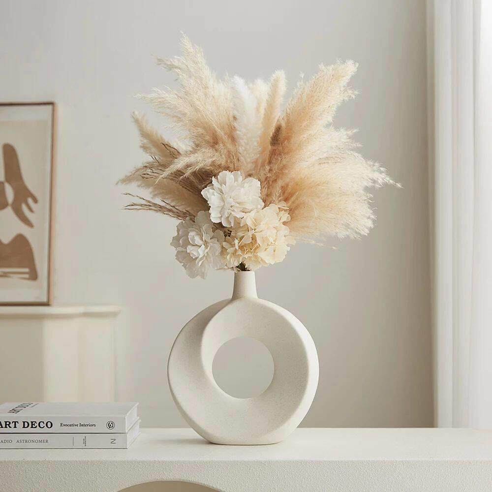 Nordic Style Ceramic Donut Vase Modern Home Decoration Eleg