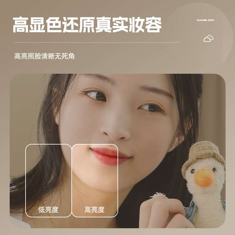 云朵智能led化妆镜壁挂卧室台式桌面2025新款梳妆台镜子贴墙自粘