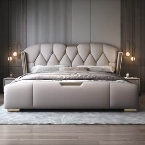 式轻奢现代约人双床豪简华高端软包储XOR物床卧室豪意华结婚大床