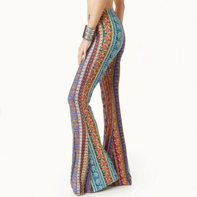 Tight fitting hip hugging flared pants with rose