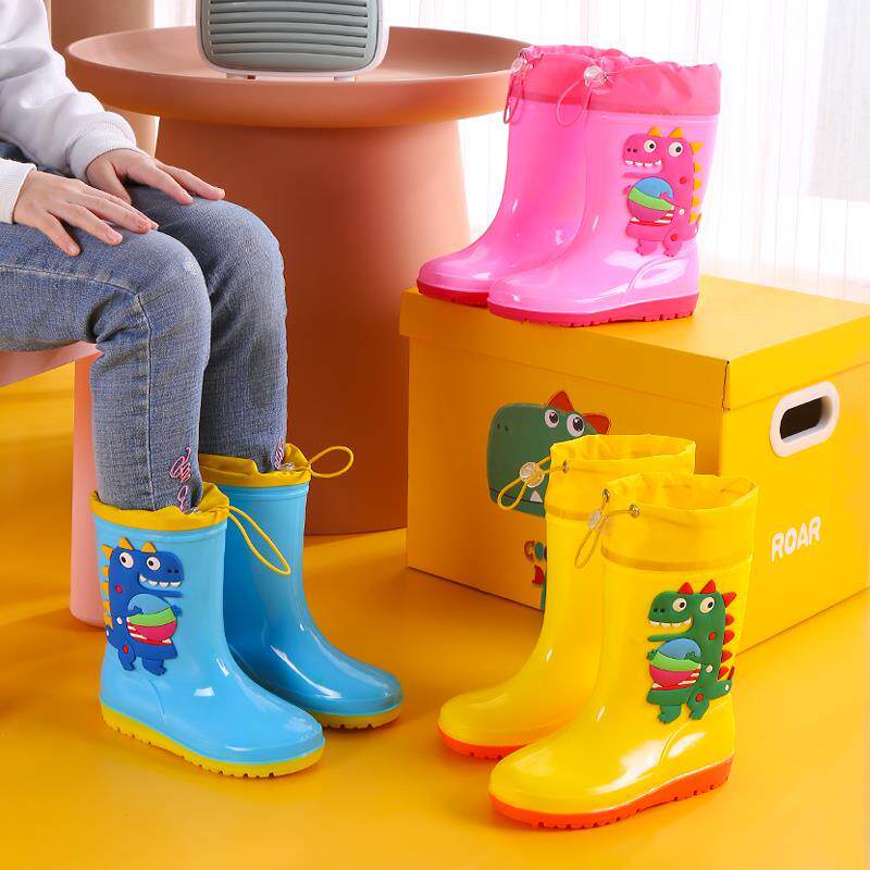 1-16 YEARS OLD CHILDRENS HIGH-TOP RAIN BOOTS DINOSAUR CARTOON WATER BOOTS NON-SLIP SOFT BOTTOM WATERPROOF SHOES BOYS AND GIRLS TODDLER RUBBER SHOES