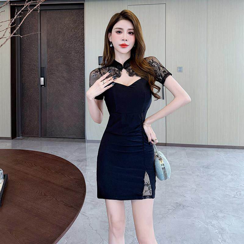 夜场连衣裙夏季夜总店性感足浴店柔式工作服新中式旗袍短款小个子