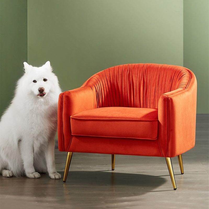 意式极简轻奢现代北欧小户型客厅单人沙发椅百褶创意设计师休闲椅