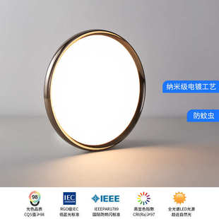 极简卧室吸顶灯高级感电镀珍珠黑现代简约房间全光谱护眼LED 意式
