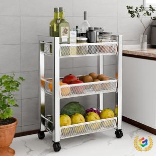 304置不锈钢厨房架物F$px}^l$落地层家用浴室小推车蔬菜便携多式