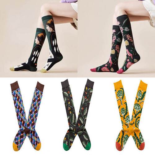 Medium and high tube calf and knee socks French ins style re