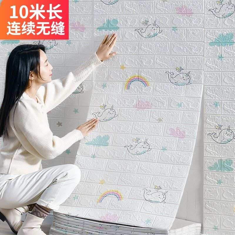 墙红装墙纸面网背景砖卧室3饰温馨贴防水自壁纸墙防潮泡沫粘立体
