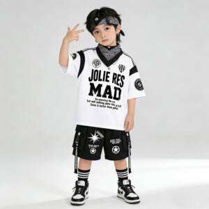 儿童街舞嘻哈演出服男孩hiphop酷帅潮服套装六一走秀架子鼓表演服