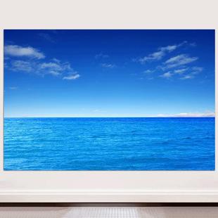 大海风景画蓝天白云财源滚滚湖泊湖水聚财挂画酒店中堂招财装饰画