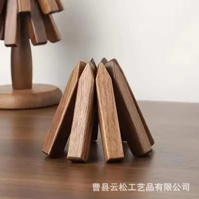 黑胡桃木隔热垫小树林杯垫原木茶托可爱桌面摆件创意家用防烫餐垫