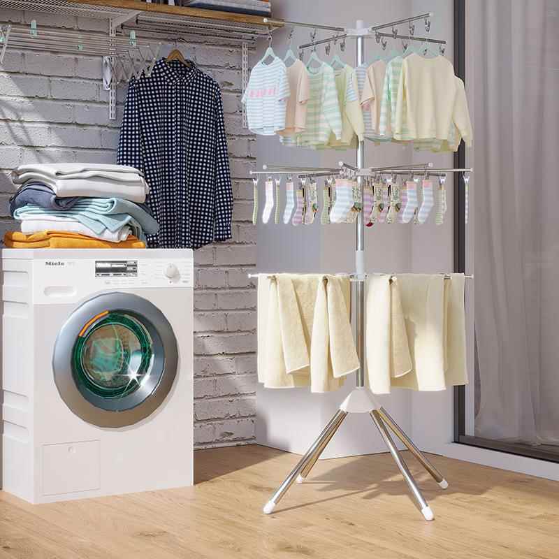 宝宝婴儿晾衣架不锈钢室内落地折叠多用途阳台晒衣儿童袜子毛巾架