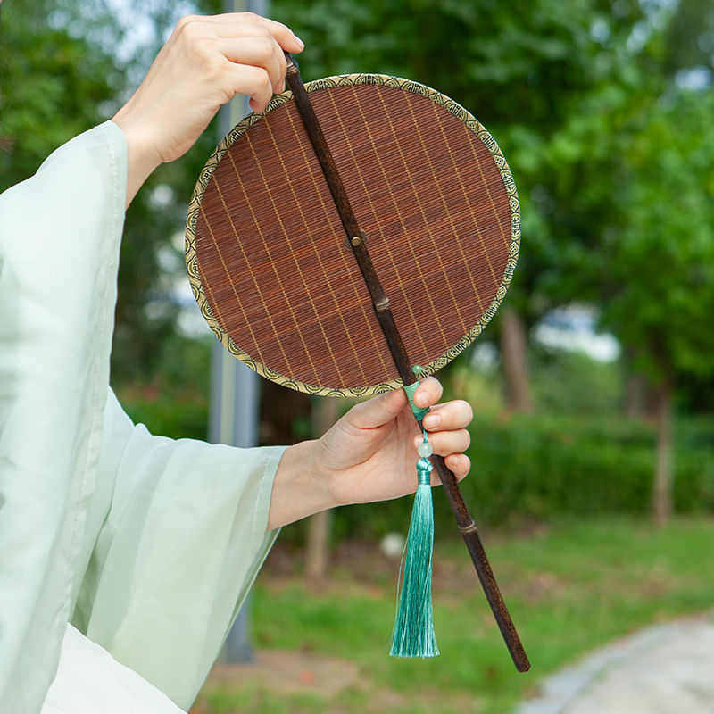 古风紫竹腰扇可卷曲折汉服团扇中国风长柄便携挂腰拍照复古扇子,居家日用,扇子,淘宝优惠券,粉丝福利购,淘宝优惠卷