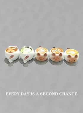 可爱立体猫咪拉花咖啡杯潮玩diy办公桌工位屏幕装饰摆件车载饰品