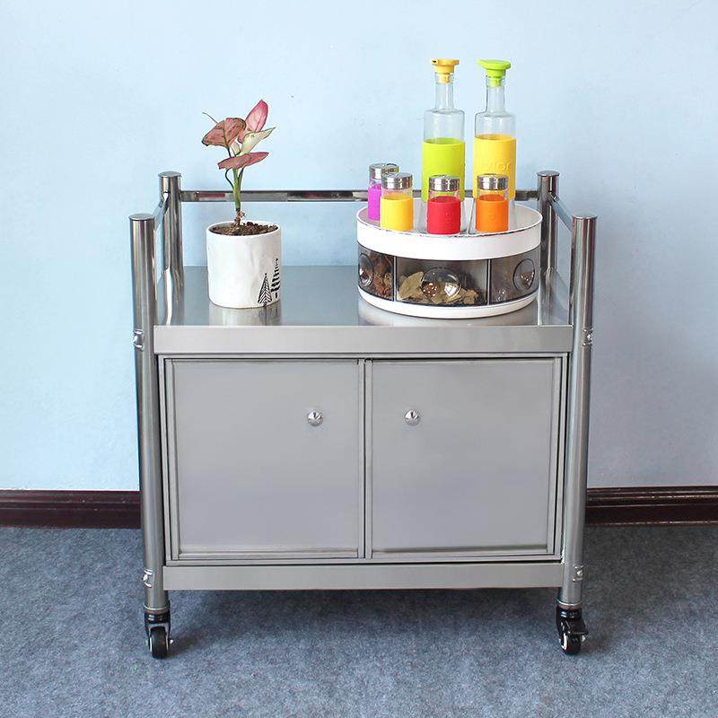 烤箱子架边落地餐柜不锈高带二01层柜门家用储物架钢微波炉置物架