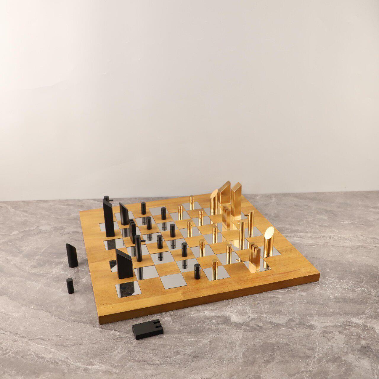 北欧创意木质金属棋盘桌面装饰摆件书房客厅别墅民宿软装家居饰品