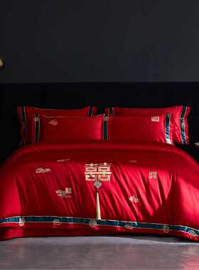 四陪嫁床上用品2023支结婚新款长绒棉全中式新婚庆100棉件套秋冬