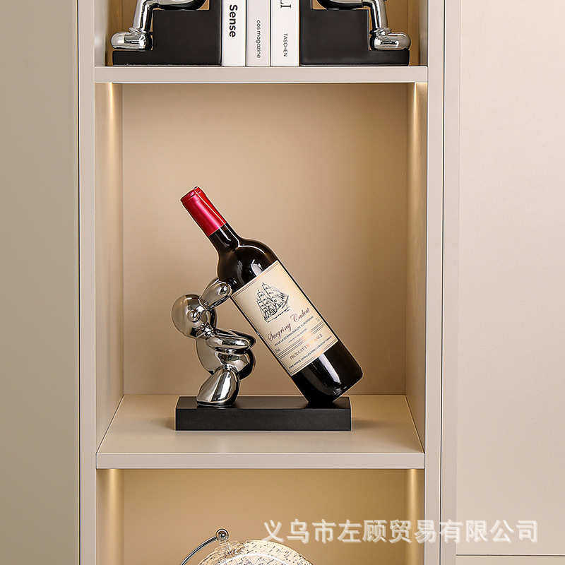 软创意玄关饰品乔迁酒红酒轻摆件托奢架礼品装装客厅酒柜家居饰品
