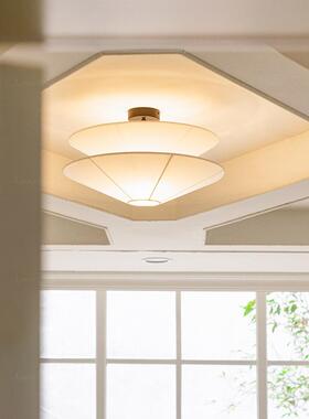 法式奶油风吸顶灯卧室新中式客厅布艺复古主卧日式灯