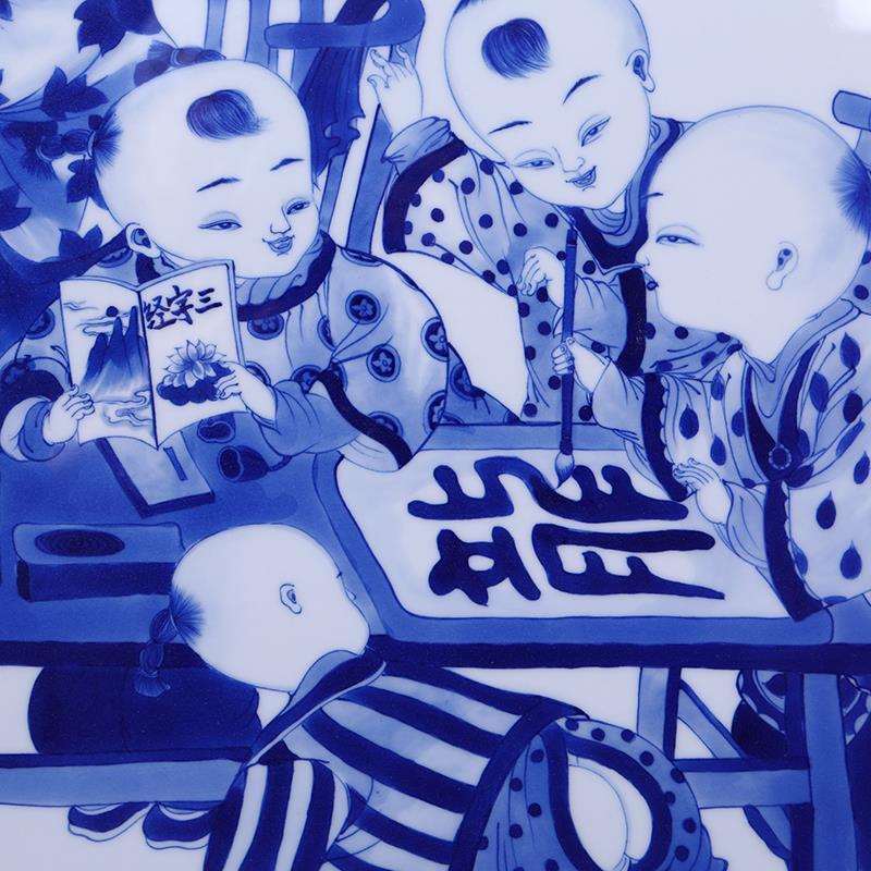景德镇陶瓷名家手绘童子图瓷板画装饰画中式家居客厅书房工艺摆件
