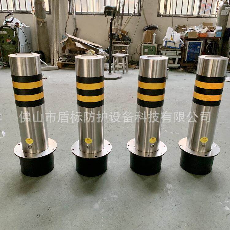 盾标防护工厂不锈钢防撞柱移动路桩手提可拆卸护柱自动升降桩