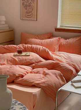 日LGJ式全提棉四件套纯棉条纹单双人被套花床床单床笠床款寝具上