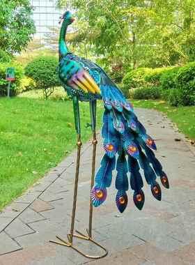 院露台造落地装铁饰庭带太阳能灯动物造型艺大孔雀创景意花W-G201