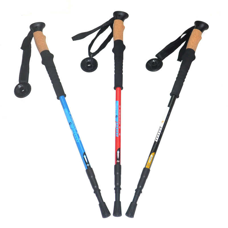 户外碳素登山杖直柄3节 EVA手柄含碳量80%超轻韧性好伸缩杖
