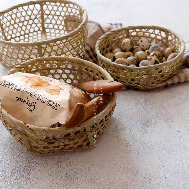 六角竹篮丨纯手工日式竹片蔬果篮可水洗圆菜篓竹筐面 面包零食水