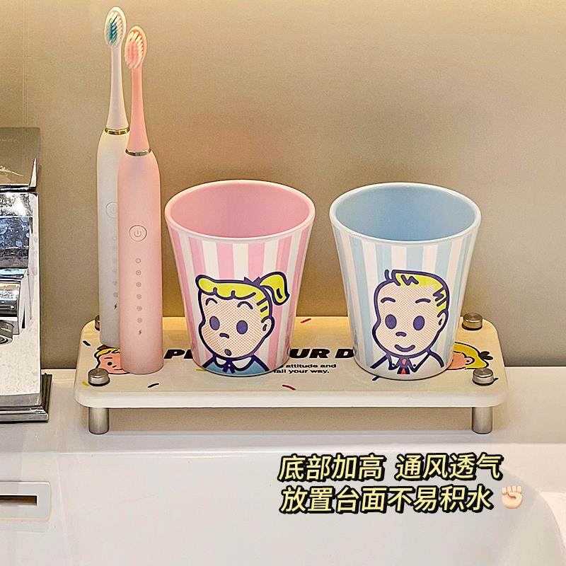 牙杯置物架牙刷架洗漱台台面趣味矽藻泥吸水凉垫浴室漱口杯垫沥水