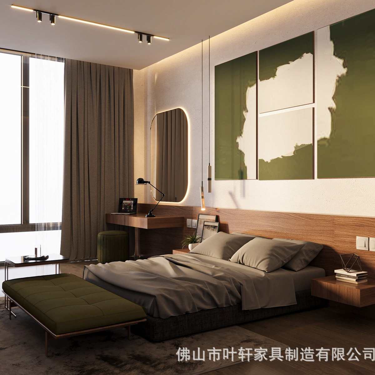 厂家直供家具设计方案卧室标间别墅民宿工程酒店家具标间全套定制