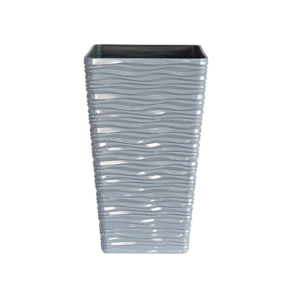 客厅门口装饰中大号树脂花盆高方水波纹塑料高档仿陶瓷轻便花盆