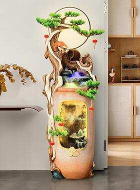 中式客假山流水财喷件泉摆循环水厅玄关家居装GKC饰办公室开业招