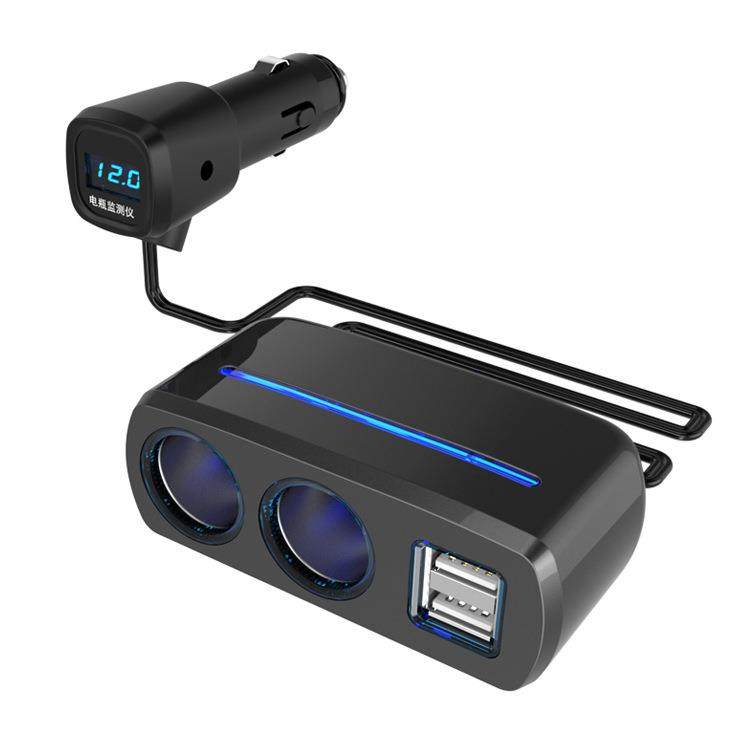 舜威 带电压检测双USB一分二点烟器 一拖二车载充电器SD-1928C