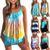 printed women camisole split boxer Swimwear style for