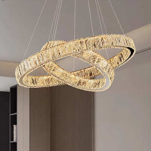 大厅卧室多圈圆环主灯具 轻奢水晶客厅吊灯高级感餐厅灯2024年新款