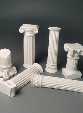 欧式覆古罗马柱石膏拍摄道具拍照背景谷美家居北欧艺术桌面摆件