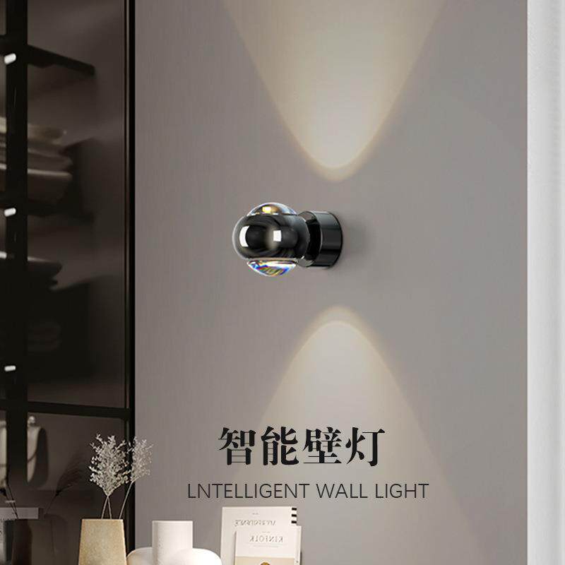 轻奢床头壁灯智能手扫感应卧室床头灯简约现代过道走廊灯中山灯具