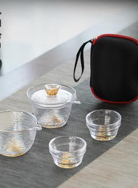 玻快客杯旅行露营茶具套一壶二杯璃两组户外随身TKF泡茶杯喝杯茶