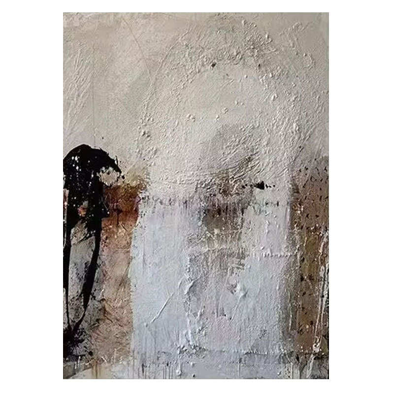 纯手绘油画侘寂风抽象客厅玄关装饰画手工现代肌理画酒店民宿挂画图片